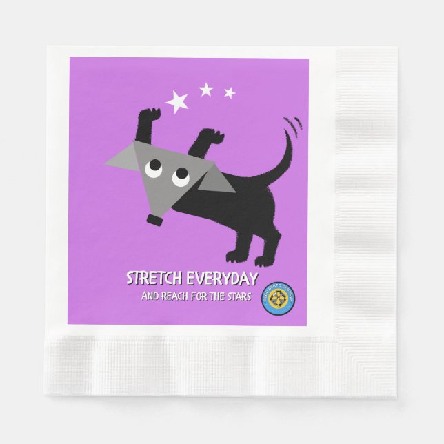 Rego Berto, "Stretch Everyday, Reach the Stars" Napkin (Front)