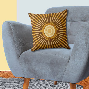 Regular Centred Golden Yellow-Brown Star Flower Cushion