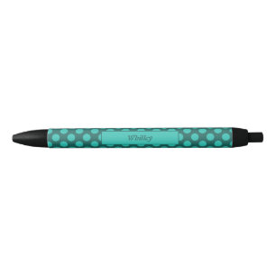 Regular Circles Polka Dot Pattern Turquoise Teal Black Ink Pen