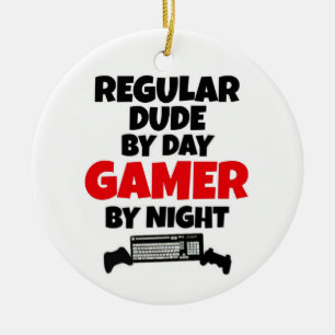 Regular Dude by Day Gamer by Night Ceramic Ornament