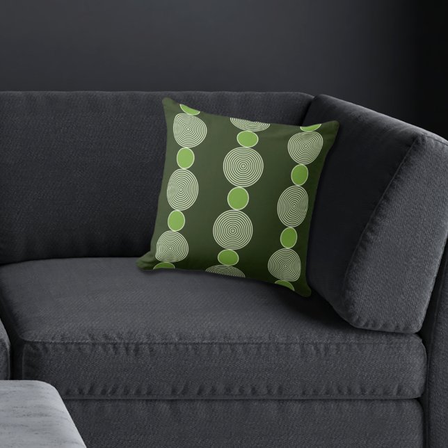 Regular Green Circle Line Pattern Cushion (Green Pillow on Anthracite Couch)