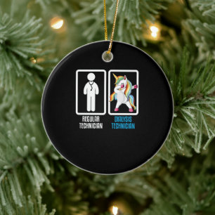 Regular Technician Vs Dialysis Technician Dabbing Ceramic Ornament