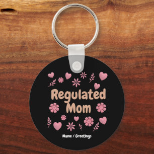 )Regulated Mum 3D Pink Floral Heart Aesthetic Key Ring