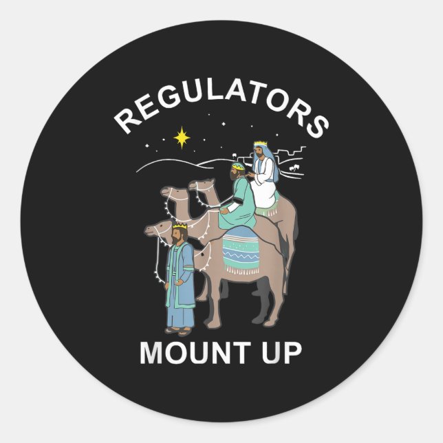Regulator Mount Cute Up Christmas Three Kings Rein Classic Round Sticker (Front)