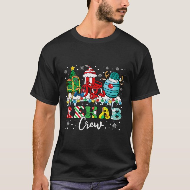 Rehab Crew Wheelchair Santa Reindeer Rehab Nurse C T-Shirt (Front)