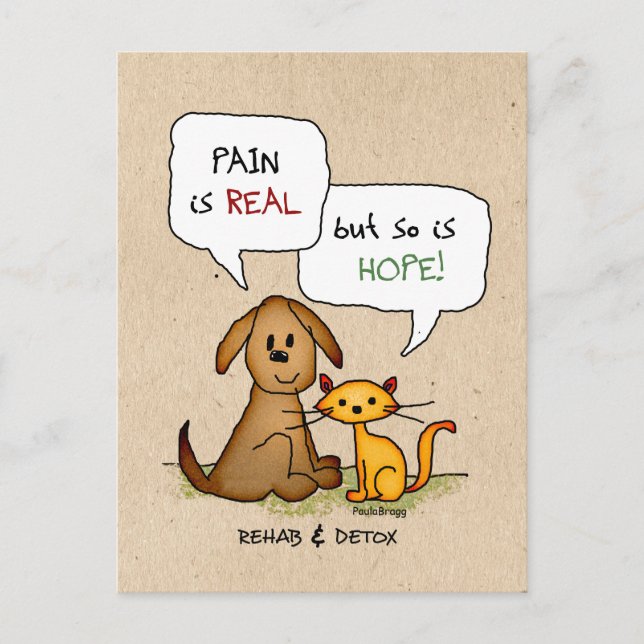 Rehab & Detox Cartoon: Recovery Sobriety DrugFree Postcard (Front)