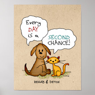 Rehab & Detox Cartoon: Recovery Sobriety DrugFree Poster