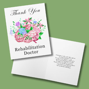 Rehabilitation Doctor Thank You Brain With Flowers Card