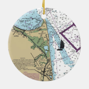 Rehboth Beach DE Chart Ceramic Ornament