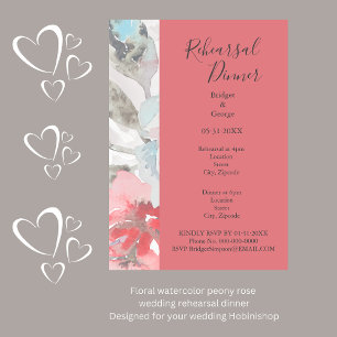 rehearsal apricot wedding & pastel floral peony invitation