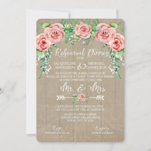 Rehearsal Dinn BOHO Flower Crown Babys Breath Barn Invitation