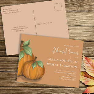 Rehearsal Dinner Autumn Fall Elegant Pumpkins Cute Postcard