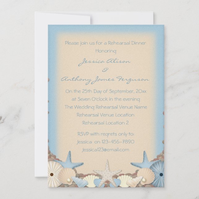 Rehearsal Dinner Beautiful Tropical Beach Shells Invitation (Front)