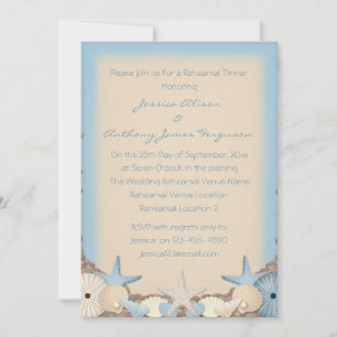 Rehearsal Dinner Beautiful Tropical Beach Shells Invitation