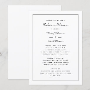 Rehearsal Dinner Black & White Wedding Elegant Invitation
