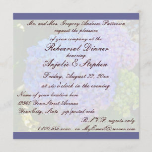 Rehearsal Dinner Blue Hydrangea Invitation