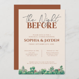 Rehearsal Dinner BOHO Cactus Terracotta Fall Burnt Invitation