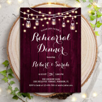 Rehearsal Dinner - Burgundy Rustic Wood