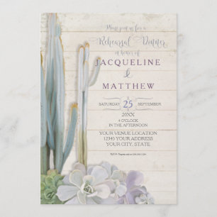 Rehearsal Dinner Desert Cactus Succulent Wood Art Invitation