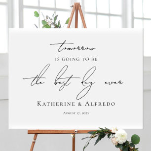 Rehearsal dinner elegant calligraphy welcome poster