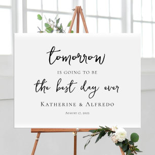 Rehearsal dinner elegant calligraphy welcome poster