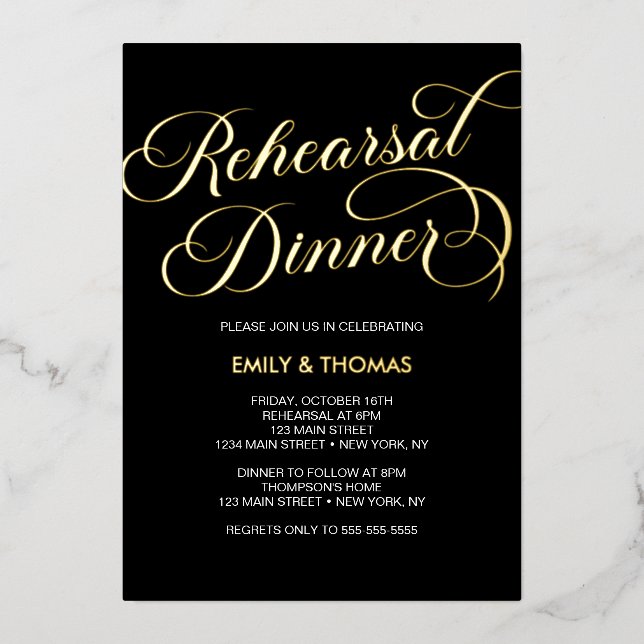 Rehearsal dinner Elegant Foil Invitation (Front)