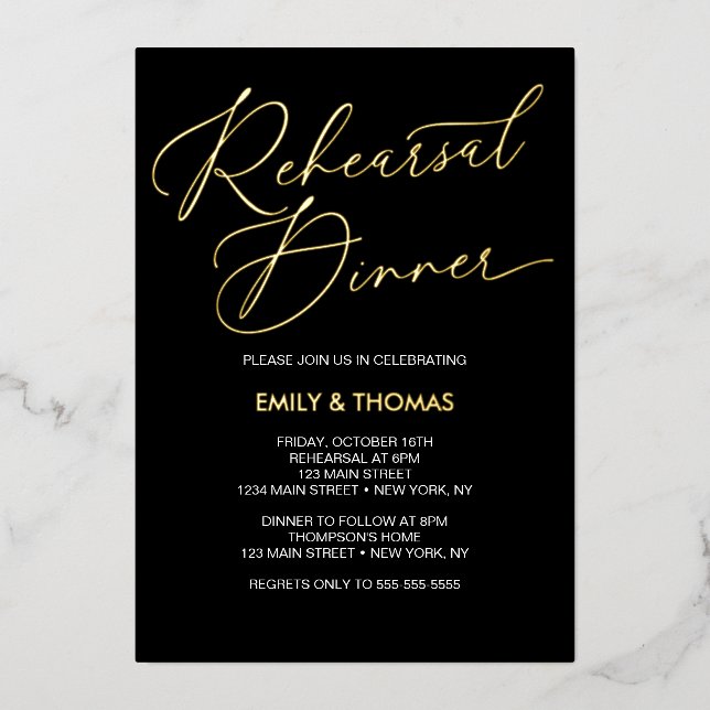 Rehearsal dinner Elegant Invitation (Front)