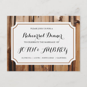 Rehearsal Dinner for Rustic Country Wedding Postcard
