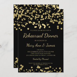 Rehearsal Dinner Gold Foil Look Confetti Invitation