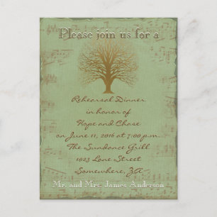 Rehearsal Dinner Golden Oak Tree Invitation Postcard