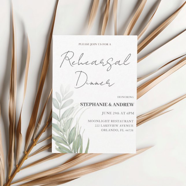 Rehearsal Dinner Green Foliage Wedding Invitation (Creator Uploaded)
