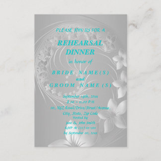 Rehearsal Dinner - Grey Abstract Flowers Invitation