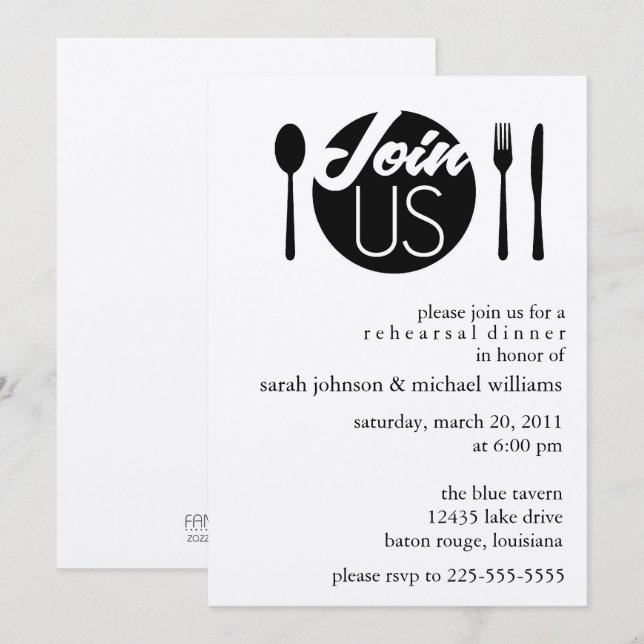 Rehearsal Dinner Invitation (Front/Back)