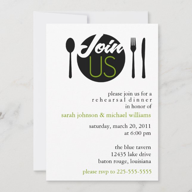Rehearsal Dinner Invitation (Front)