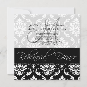 Rehearsal Dinner Invitation Damask Monogram