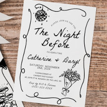 Rehearsal Dinner Invitation, Hand Drawn The Night 