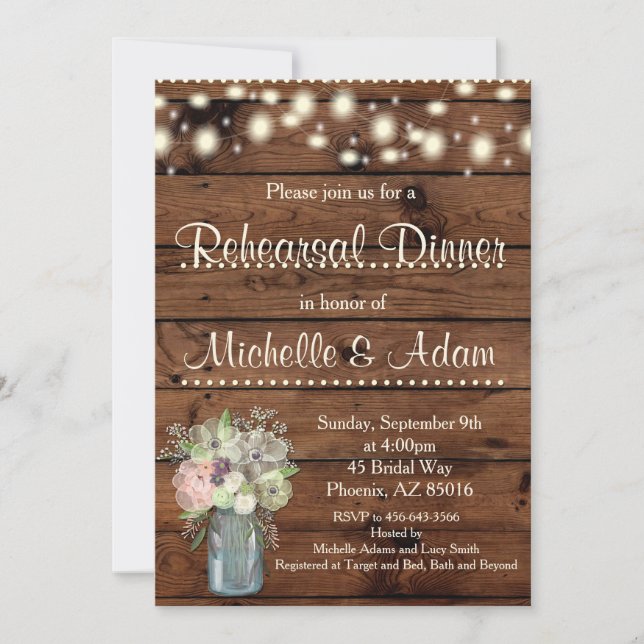 Rehearsal Dinner Invitation, Rehearsal Card Rustic (Front)