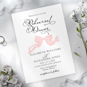 Rehearsal Dinner Invitations Pink Bow