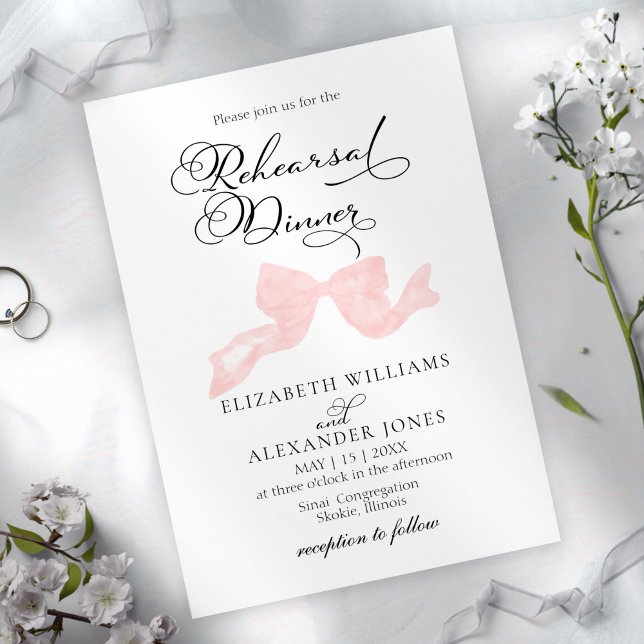 Rehearsal Dinner Invitations | Pink Bow (Creator Uploaded)