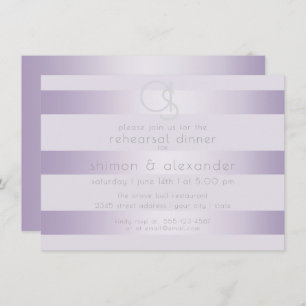 Rehearsal Dinner Lilac Shimmer Stripes Monogram Invitation
