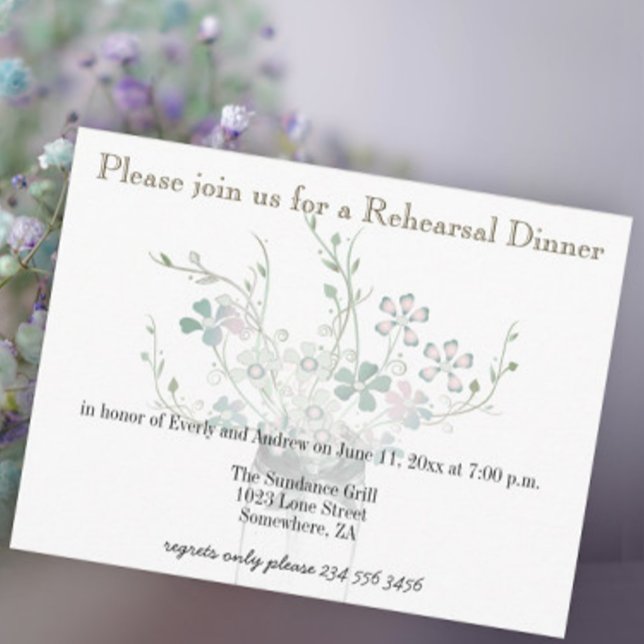 Rehearsal Dinner Mason Jar Country Save the Date Invitation Postcard (Creator Uploaded)