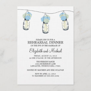 Rehearsal Dinner Mason Jar Wildflowers Invitation