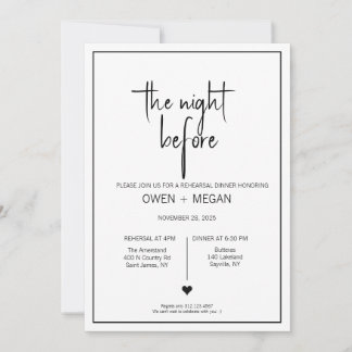 Rehearsal Dinner, Night Before Invitation