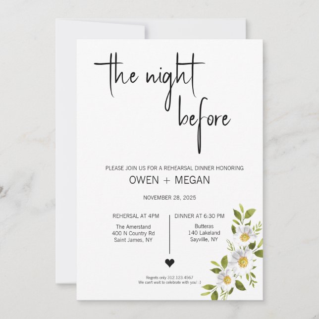 Rehearsal Dinner, Night Before Invitation (Front)