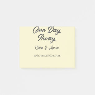 Rehearsal dinner One day away night before name da Post-it Notes