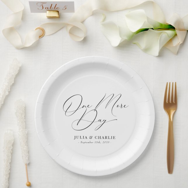 Rehearsal Dinner One More Day Bridal Paper Plate (Wedding)