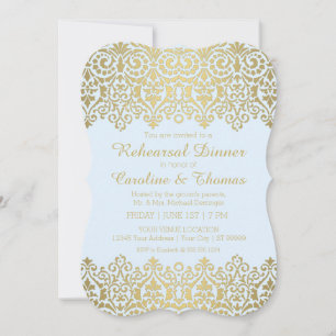 Rehearsal Dinner Party Vintage Golden Lace Elegant Invitation
