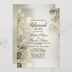 Rehearsal Dinner Party Watercolor Gold Eucalyptus Invitation