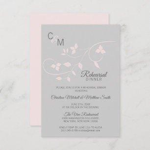 REHEARSAL DINNER Pastel Rose Pink Grey Wedding Invitation