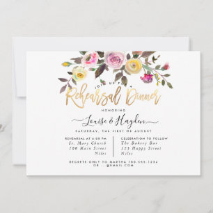 Rehearsal Dinner Pastel Watercolor Flowers Announcement